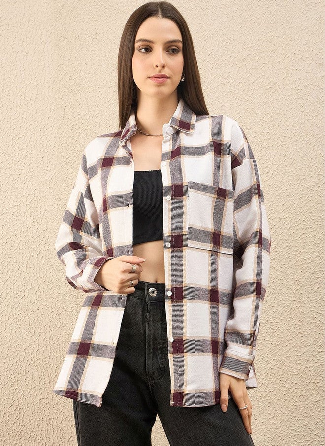 CHIMPAAANZEE Women Tartan Checks Checked Casual Shirt - Image 1